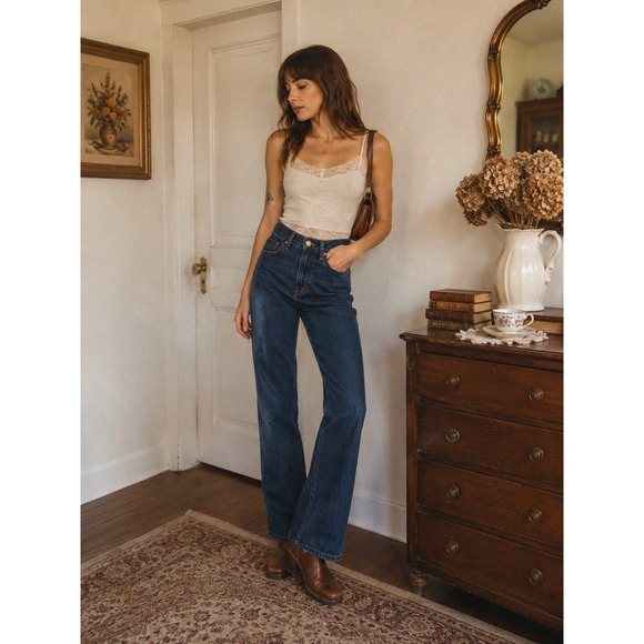 Gitano Denim - GITANO Straight Leg Jeans Vintage High Waist Women 36 Dark Blue Excellent Denim